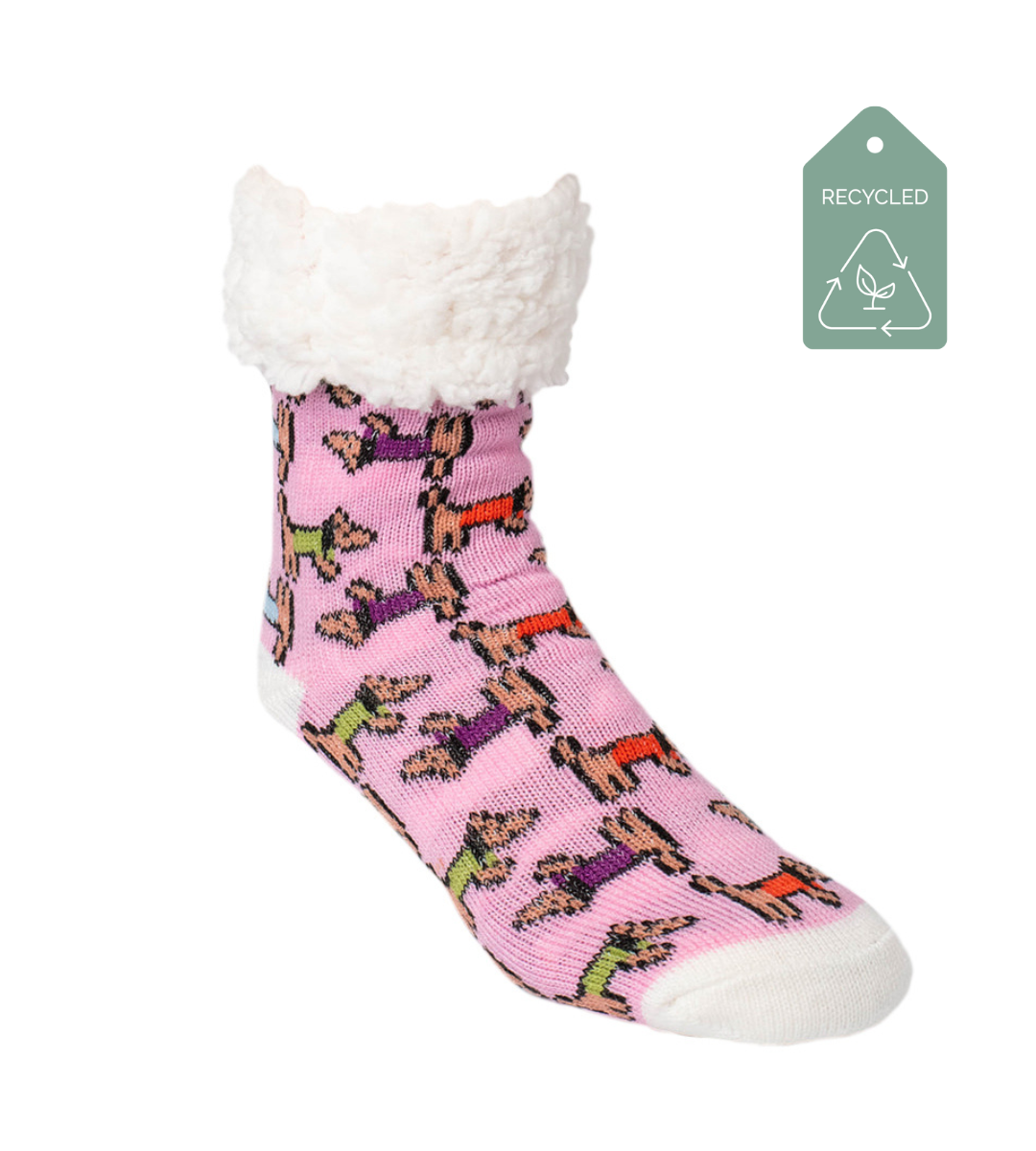 City Dog Candy Pink - Recycled Slipper Socks – Pudus™ Lifestyle Co.