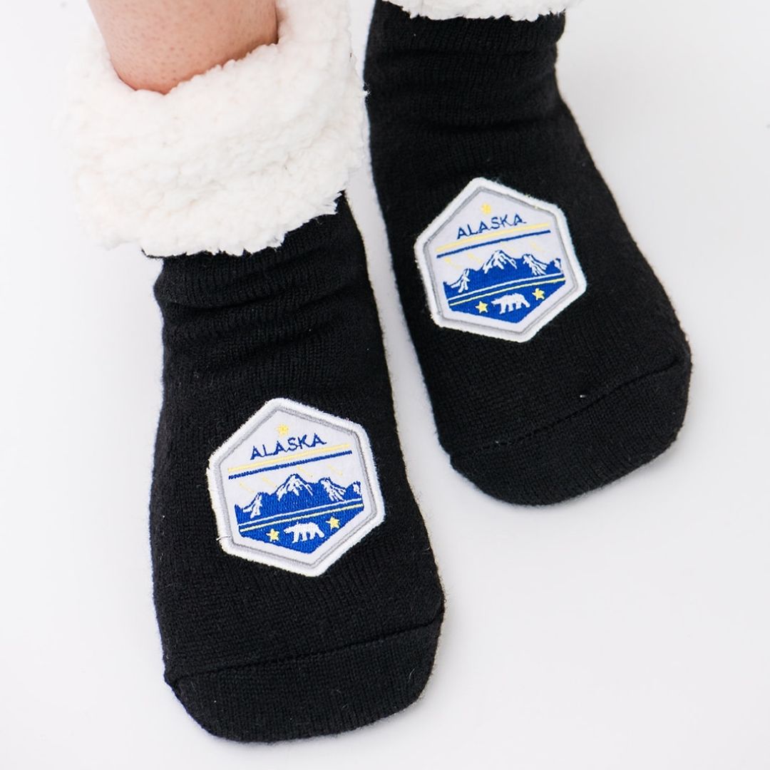 Alaska Adult Slipper Socks, Fuzzy Fleece Socks
