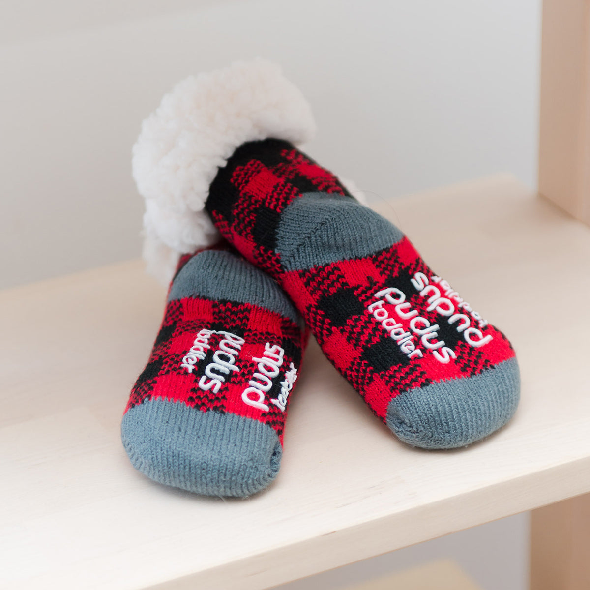 Toddler Slipper Socks Lumberjack Red