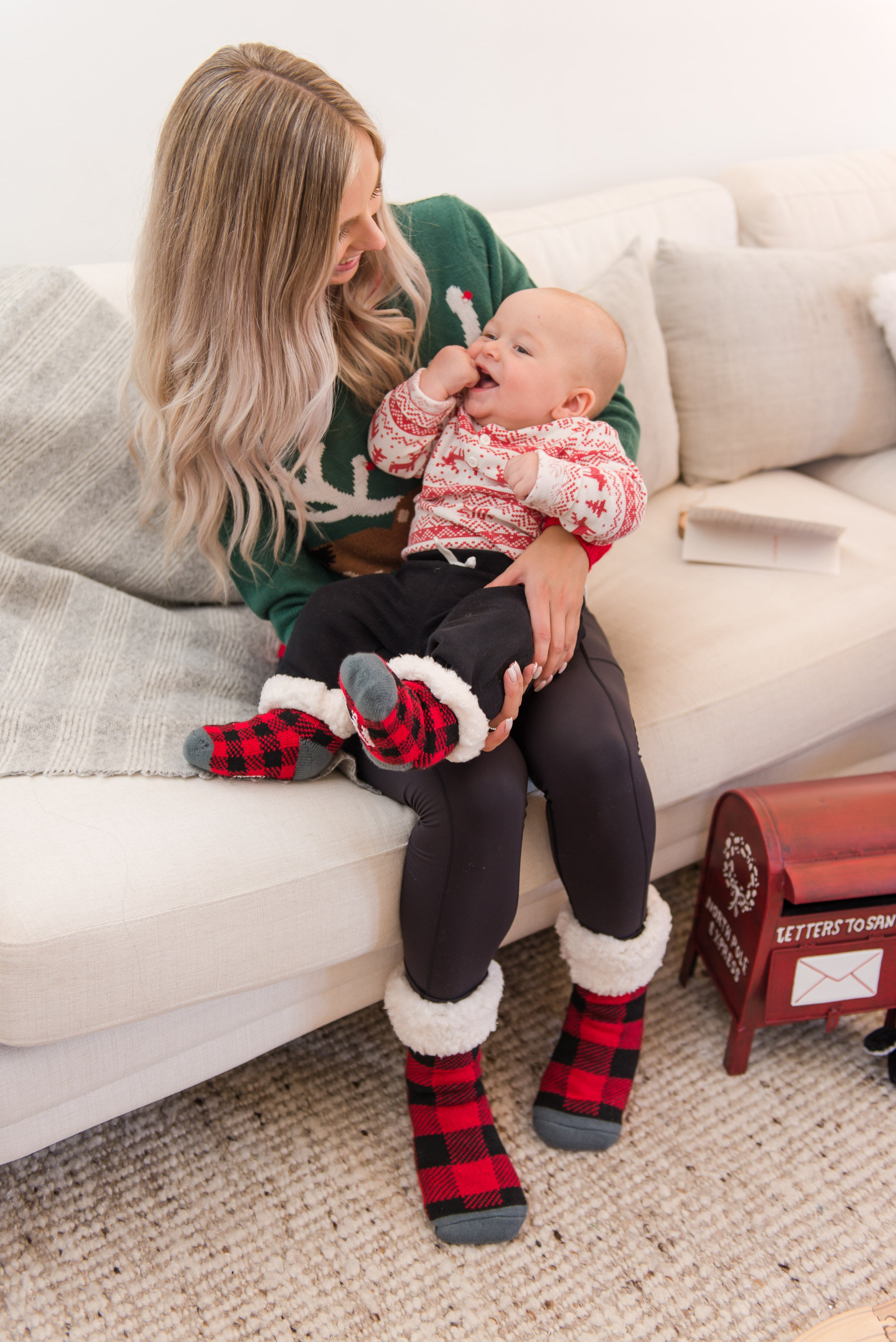 Toddler Slipper Socks Lumberjack Red