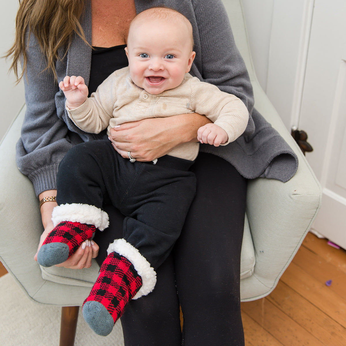 Toddler Slipper Socks Lumberjack Red