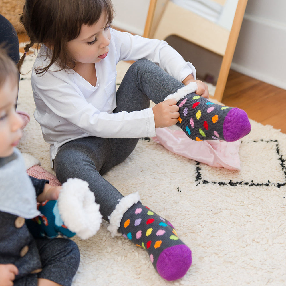 Kids Classic Slipper Socks | Polka Dot Multi – Pudus™ Lifestyle Co.