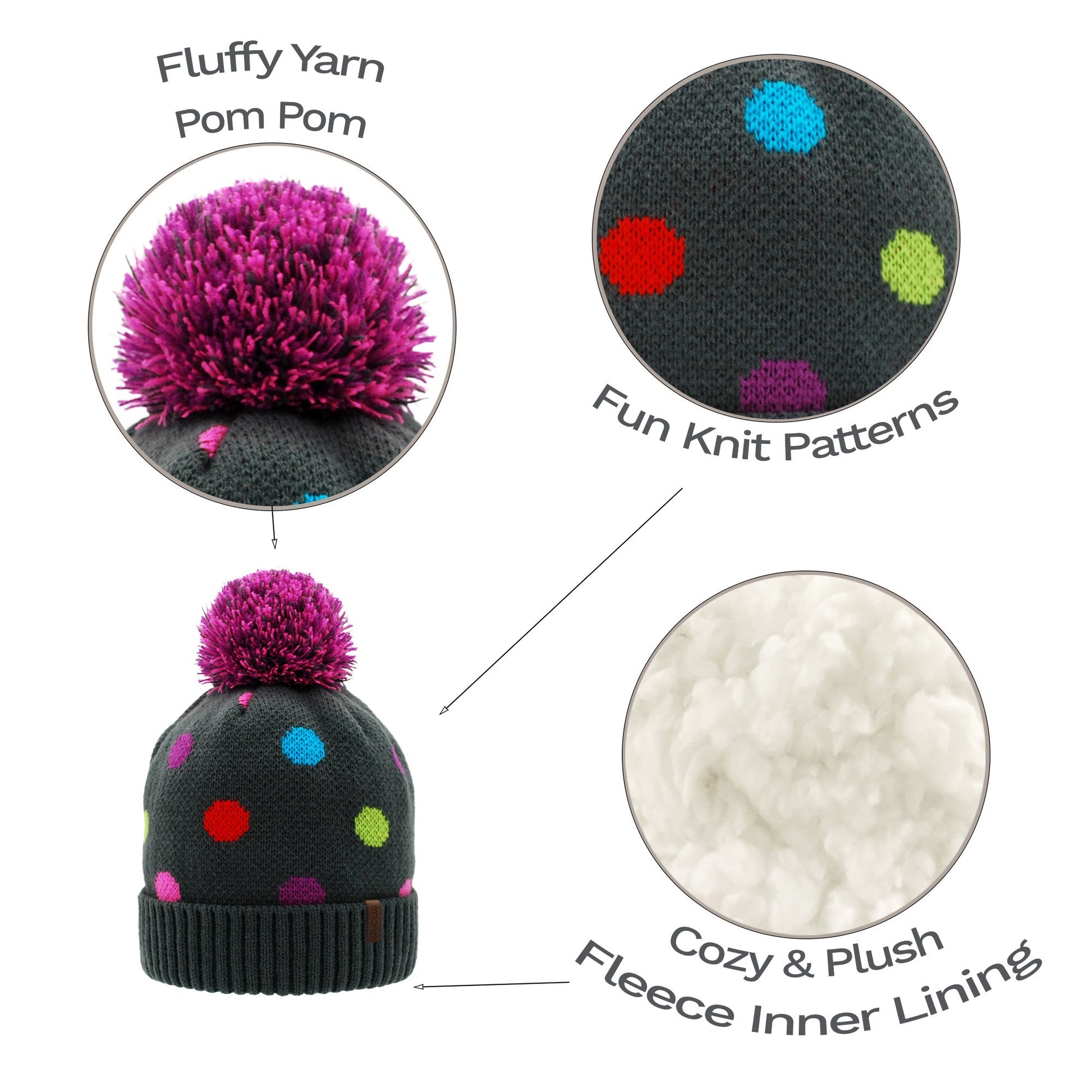 Beanie Winter Hat | Polka Dot Multi