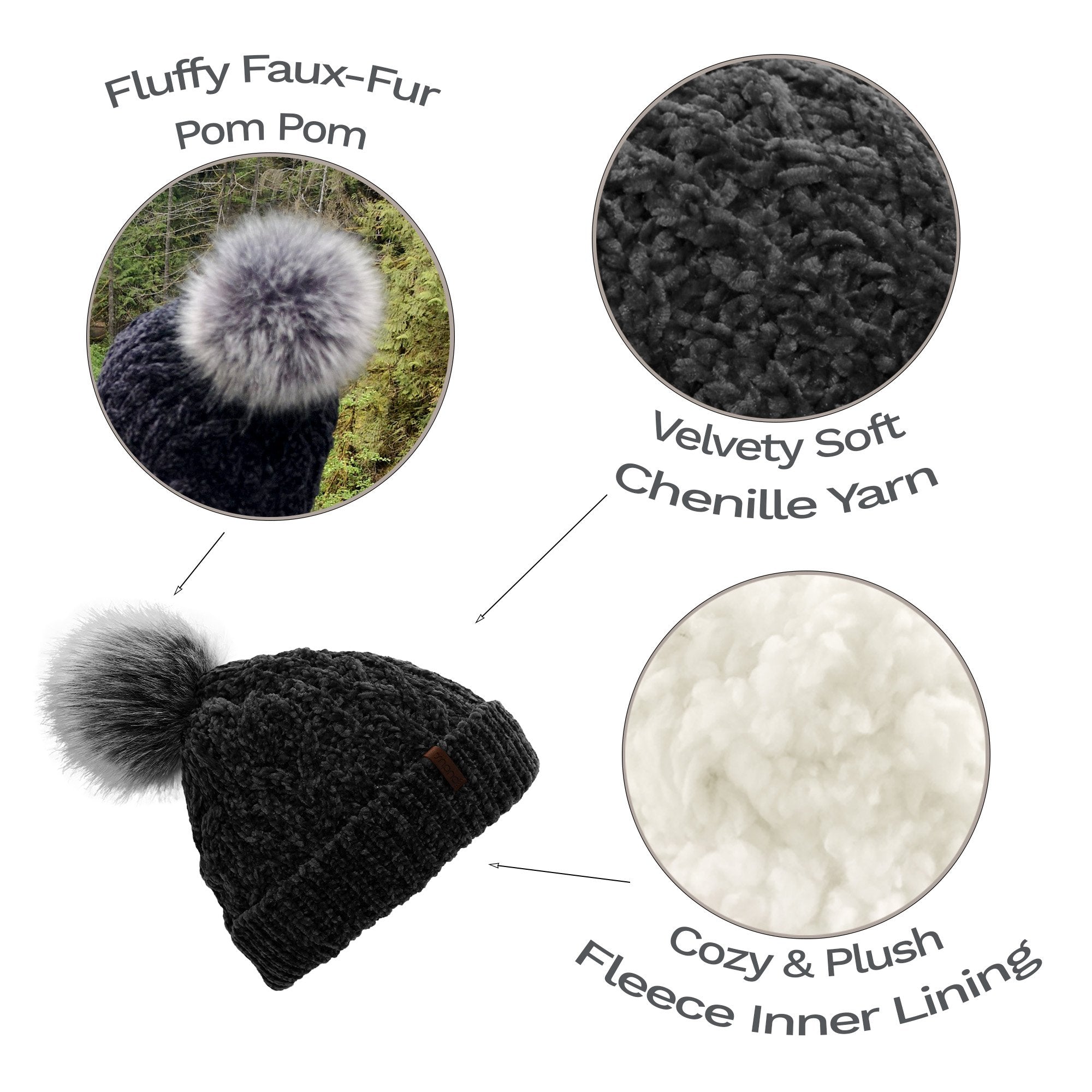 Chenille Knit Beanie Hat | Black – Pudus™ Lifestyle Co.