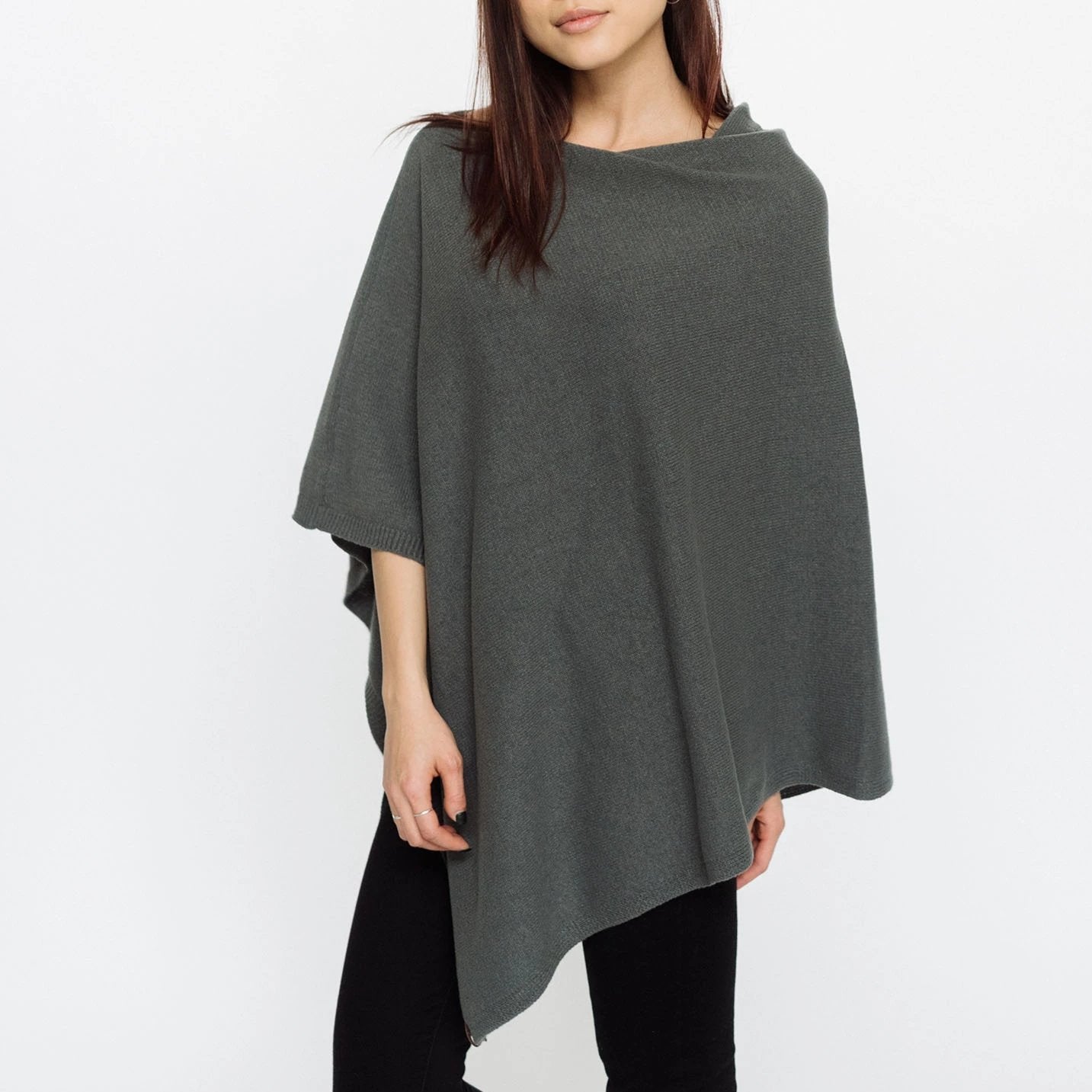 Poncho Grey - Women's Faux Cashmere Poncho Sweater Wrap – Pudus ...