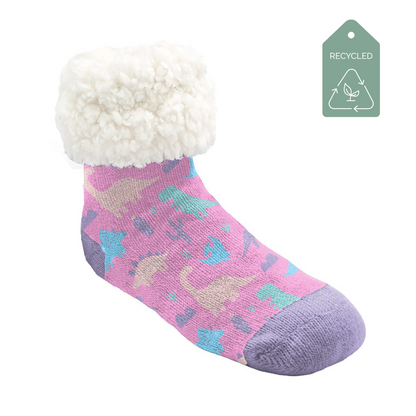 Dinosaur Pink - Kids & Toddler Recycled Slipper Socks