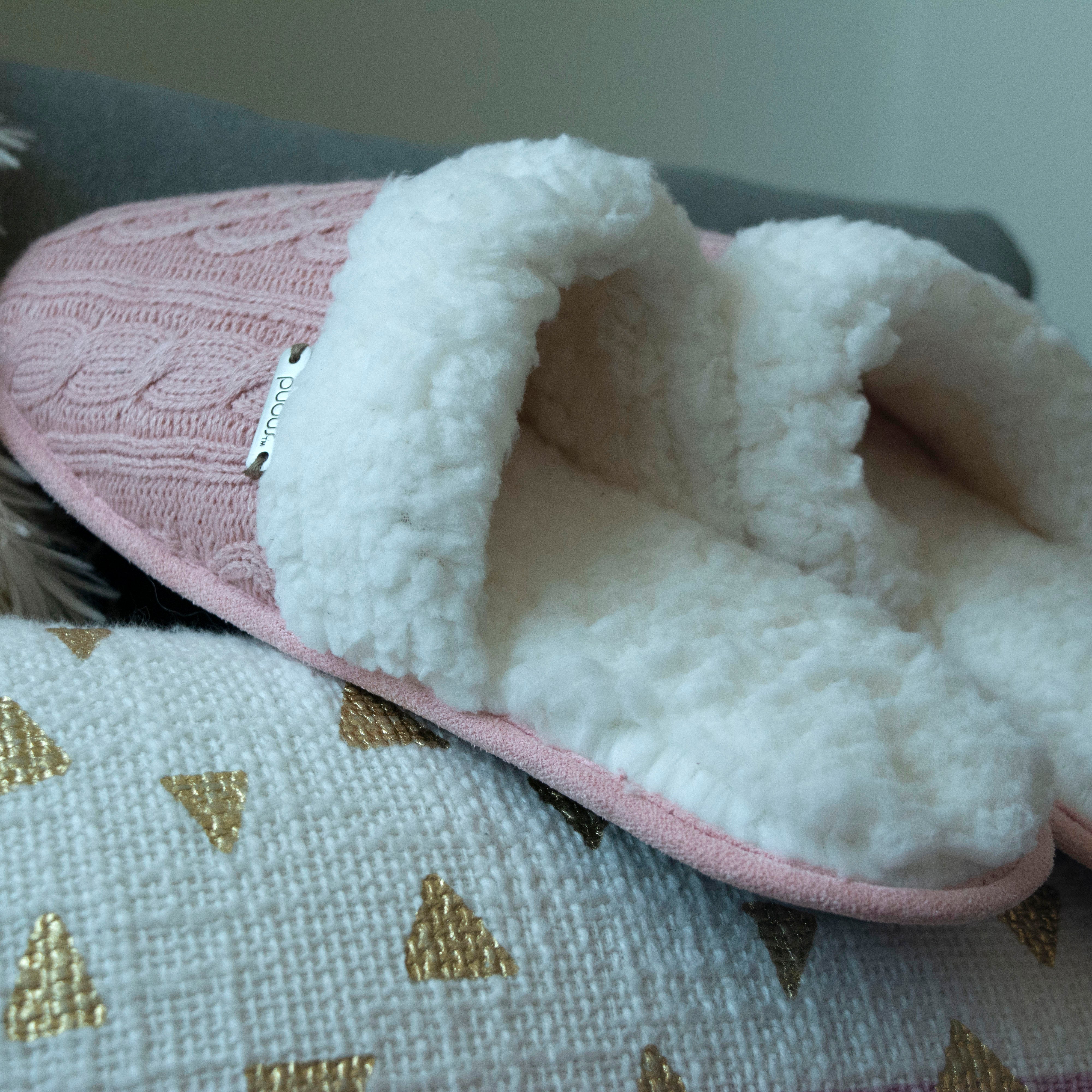 Creekside Slide Slippers Cable Knit Blush Pudus Lifestyle Co